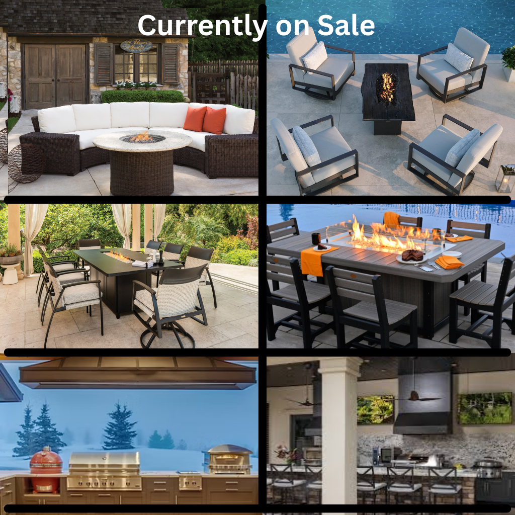 outdoor kitchens, fire tables, outdoor dining fire tables, currently on sale, Riviera Outdoor Décor, Corpus Christi, Texas