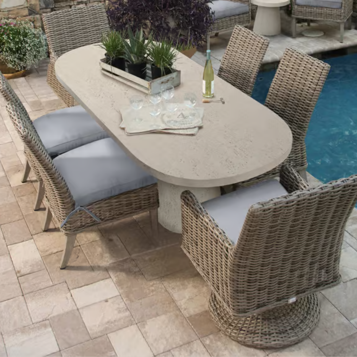 Ebel, Laurent, Cushion Wicker, luxury, outdoor dining table, outstanding weather resistance.
