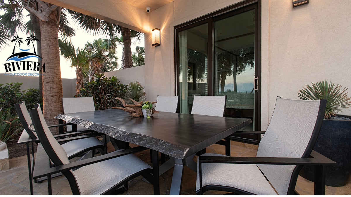 Outdoor Dining Table, luxury, for eight from the Castelle Altra Collection. A contemporary design