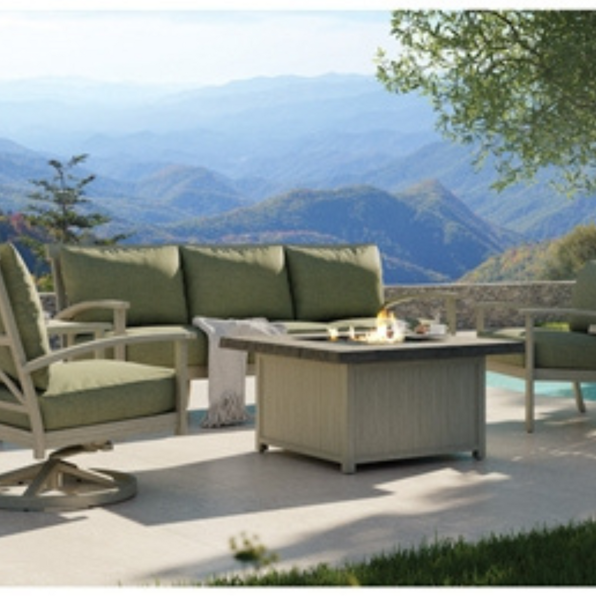 Biltmore Antler Hill Deep Seating Aluminum Patio Furniture, features  wood grain texture 