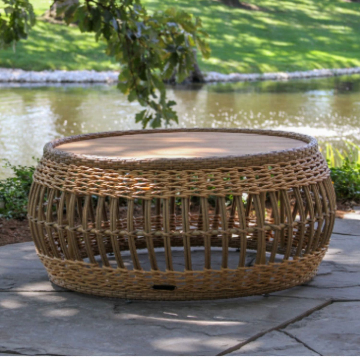 Bohemian Teak and Wicker Outdoor Patio Set