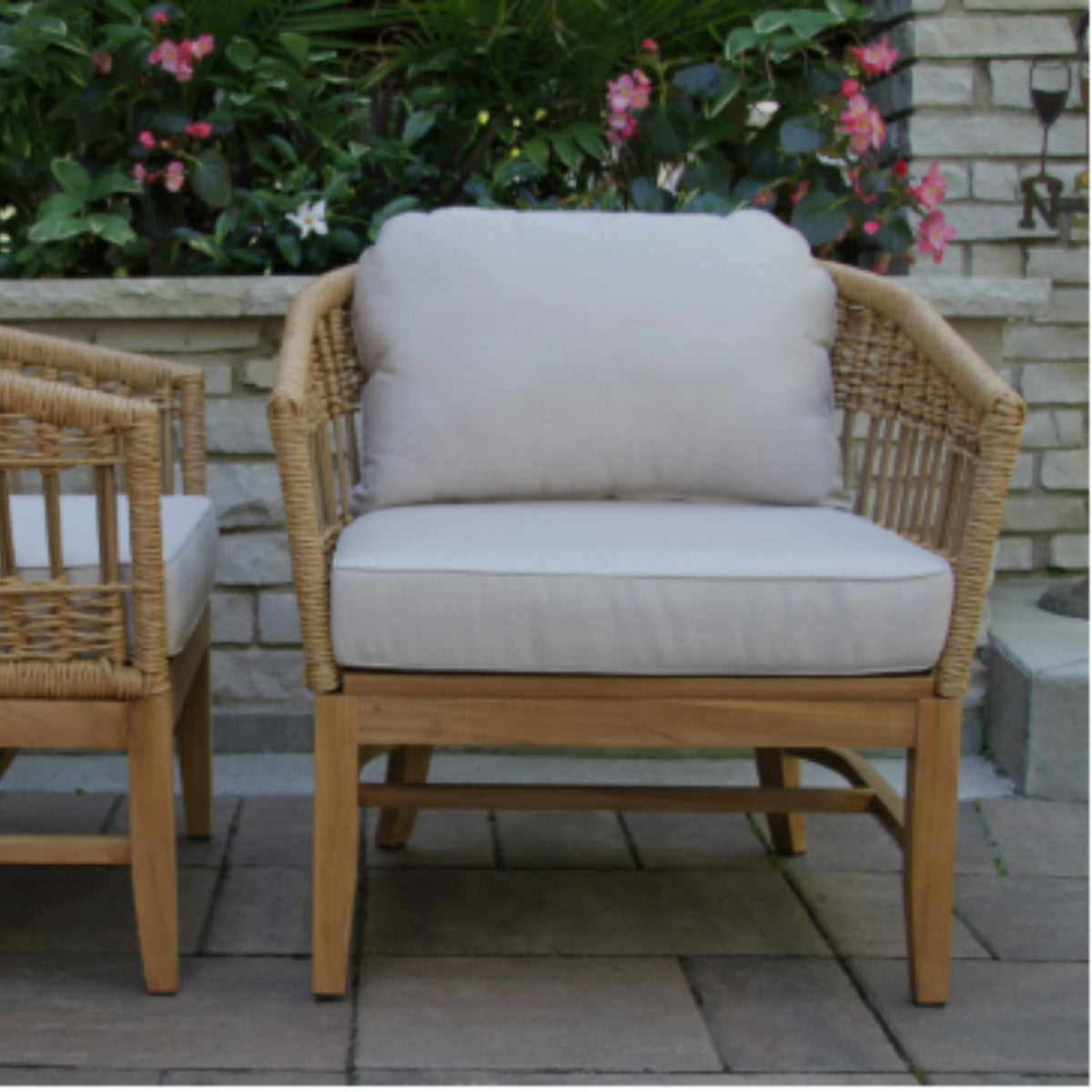 Bohemian Teak and Wicker Outdoor Patio Set