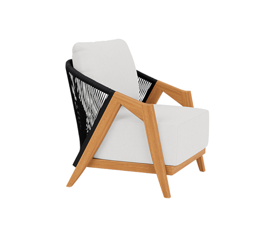 Lloyd Flanders Alpine Collection- Solid Teak Lounge Chair with nautical,  weatherproof Rope 