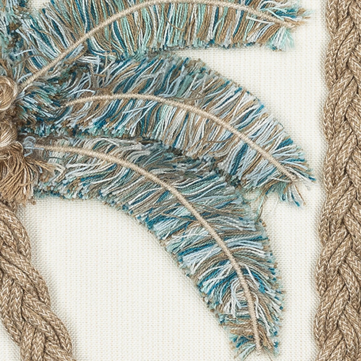 Detail, Luxury Outdoor Pillow, Escape, Palm Tree 22x22, Elaine Smith, artisanal 3 DIM, 