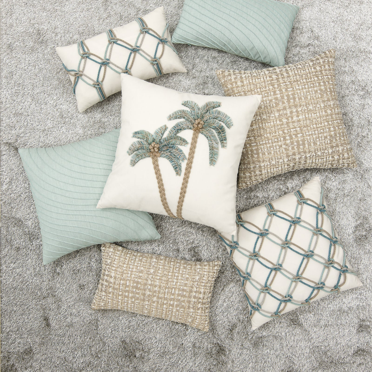 Luxury Outdoor Pillow, Escape, Palm Tree 22x22,Elaine Smith Collection, Riviera Outdoor Décor