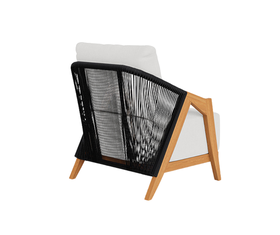 Lloyd Flanders Alpine Collection- Solid Teak Lounge Chair with nautical weatherproof Rope 