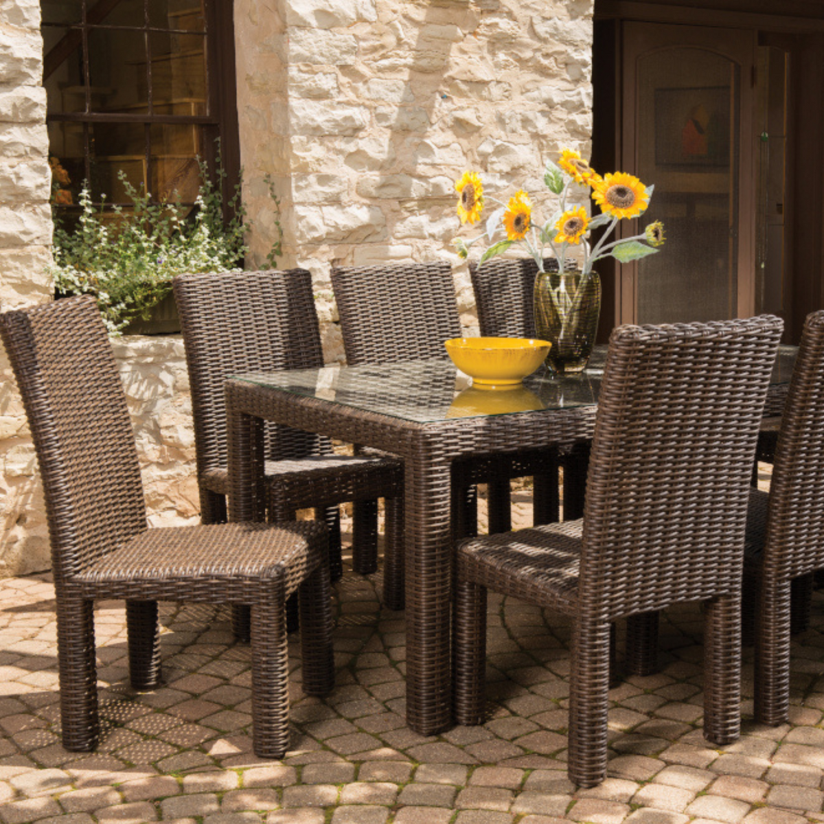 Woven Outdoor Rectangular Dining Table 73&quot;