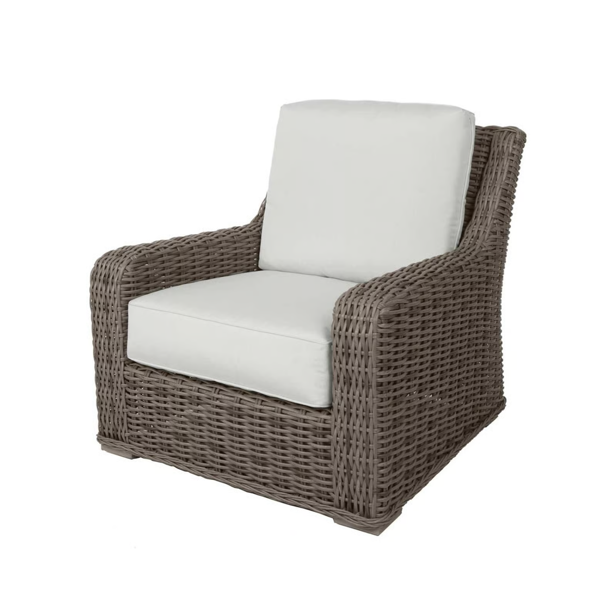 The Ebel Laurent Wicker Patio Lounge Chair made from recycled ocean plastics, rust-proof frame 