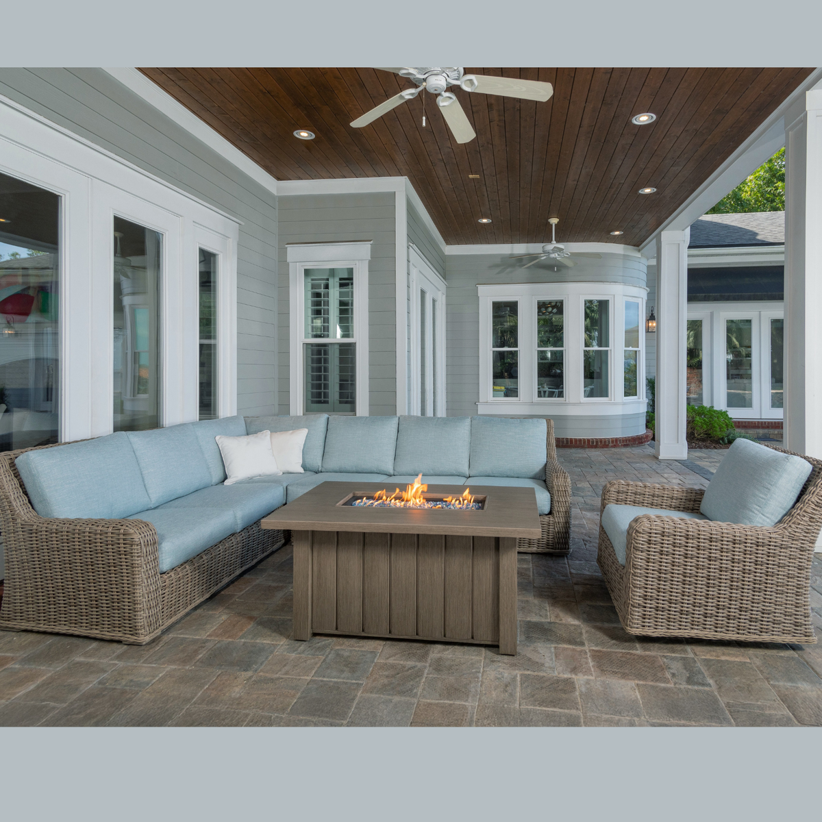 The Ebel Laurent Wicker Patio set sectional with incliners, recycled ocean plastics- rust-proof