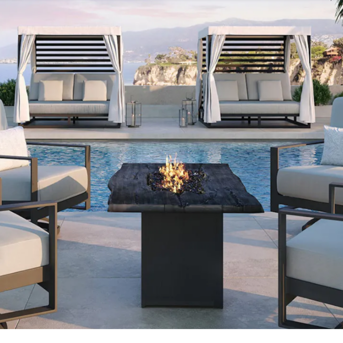 Outdoor Daybed with canopy, Park Place by Castelle.  The epitome in luxury outdoor living.  