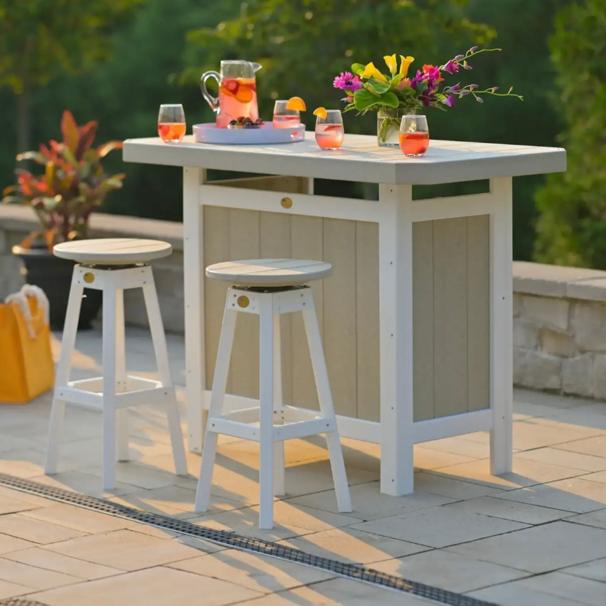 Outdoor Serving Bar, shelving for storage-compact fridge HDPE perfect pool side