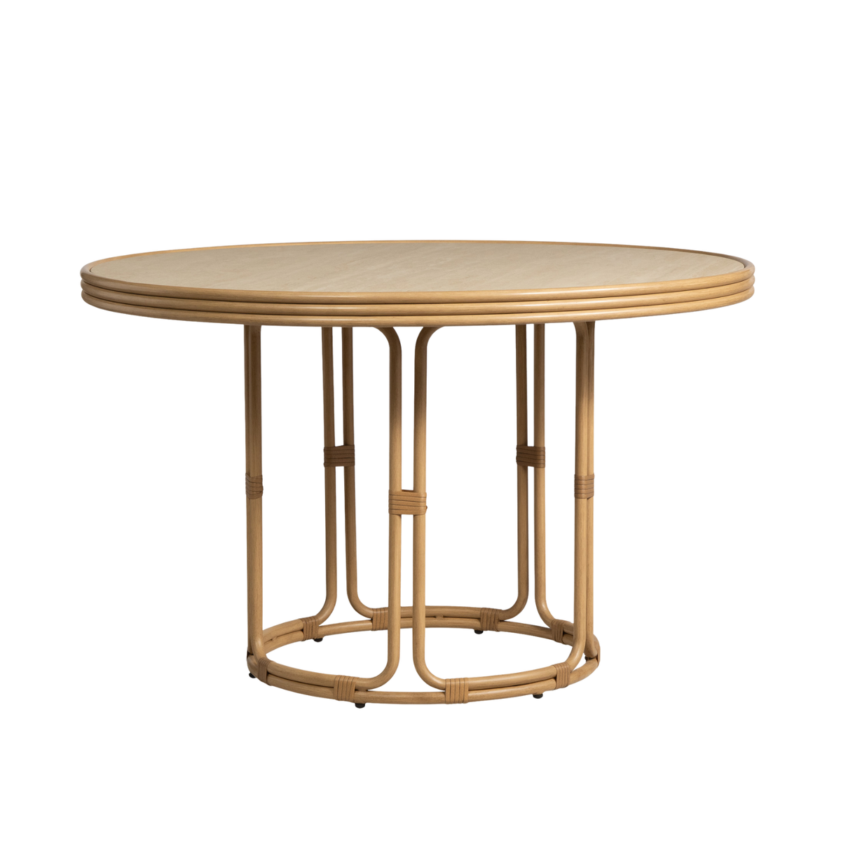 Round Table 48", Riviera, Patio Furniture Sets, by Lloyd Flanders, made of aluminum  mimics rattan,