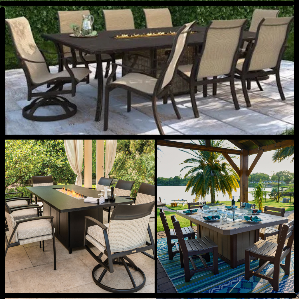 outdoor dining fire tables collection, Riviera Outdoor Décor, Corpus Christi, Texas
