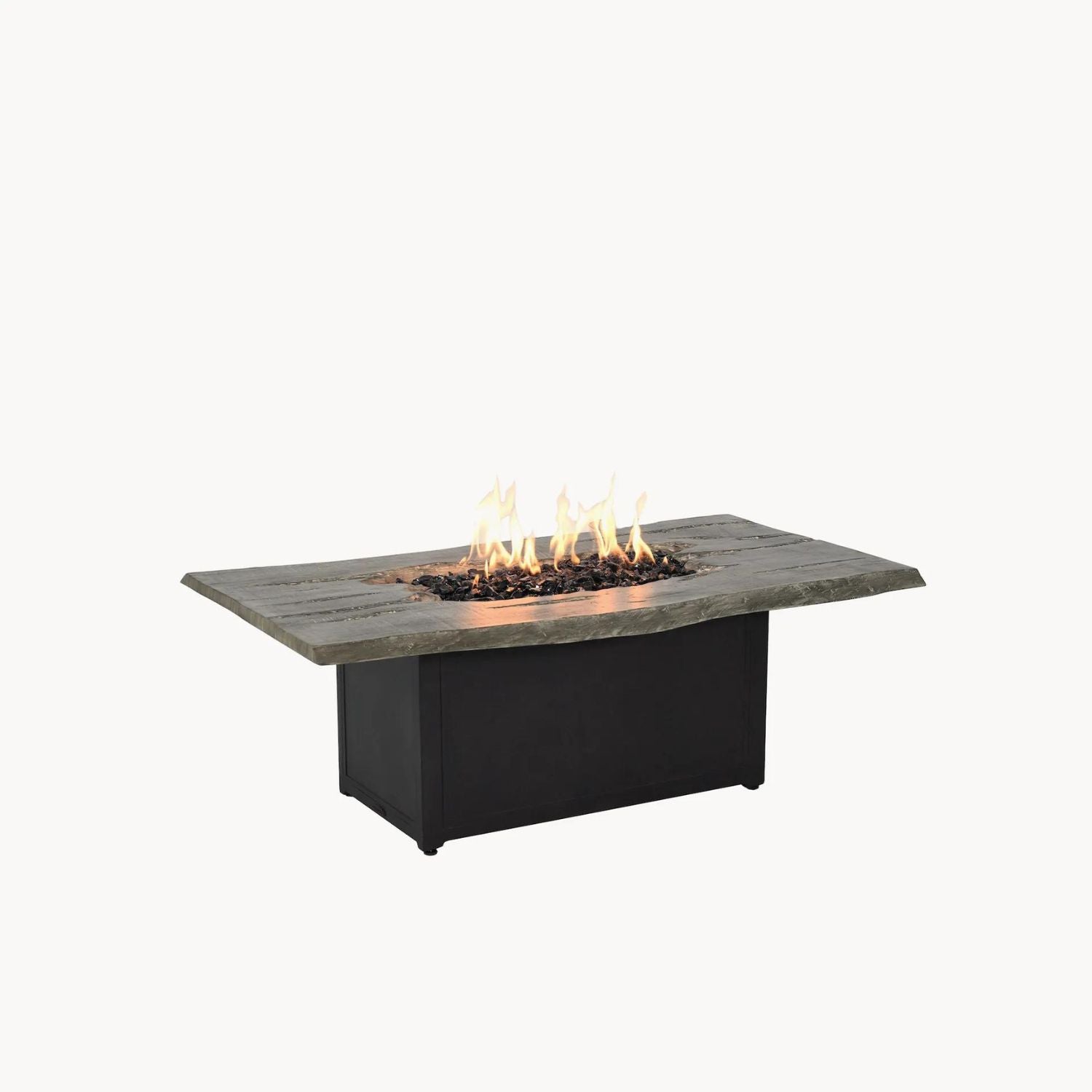  Fire Pit Table Rectangular, Natures Wood from cast aluminum, rust resistant, elegant wood look