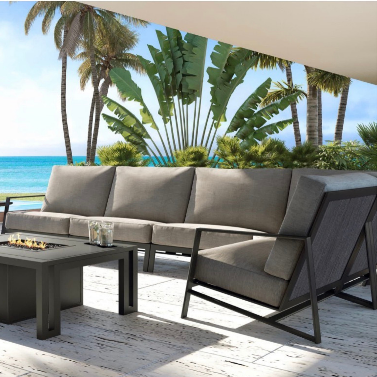 Castelle, Prism sectional, aluminum- no rust, luxurious modern design, patio furniture set