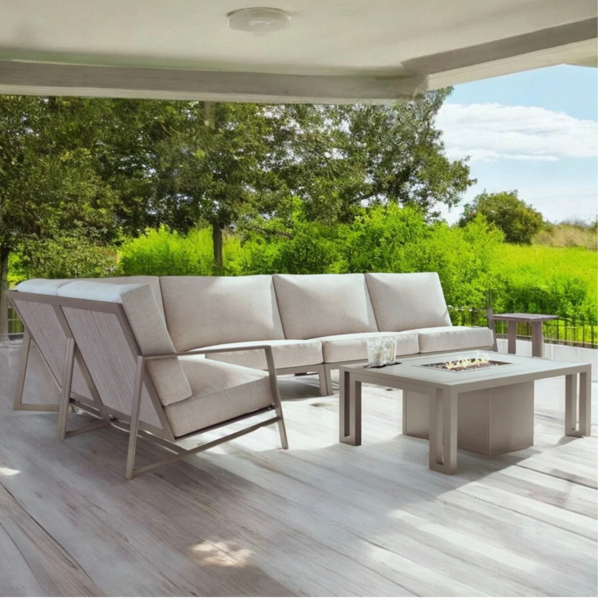 Castelle, Prism sectional, aluminum- no rust, luxurious modern design, patio furniture set