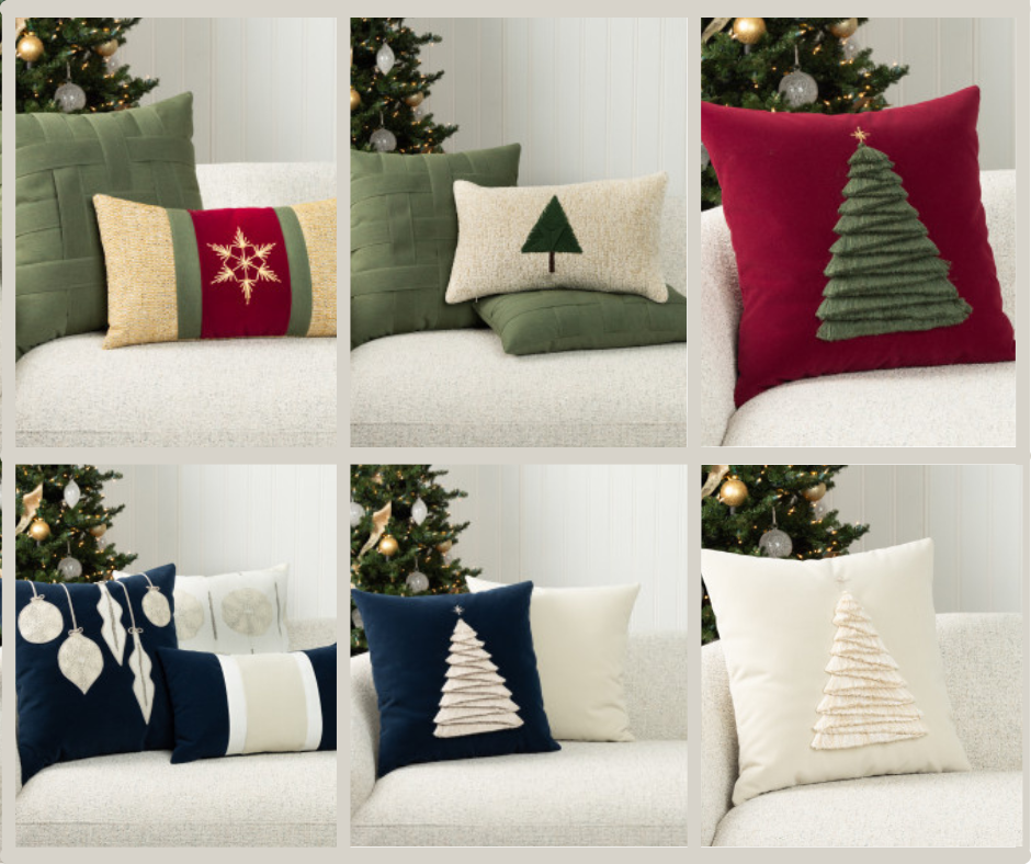 Outdoor Christmas Pillows, Riviera Outdoor Decor, Corpus Christi, Texas