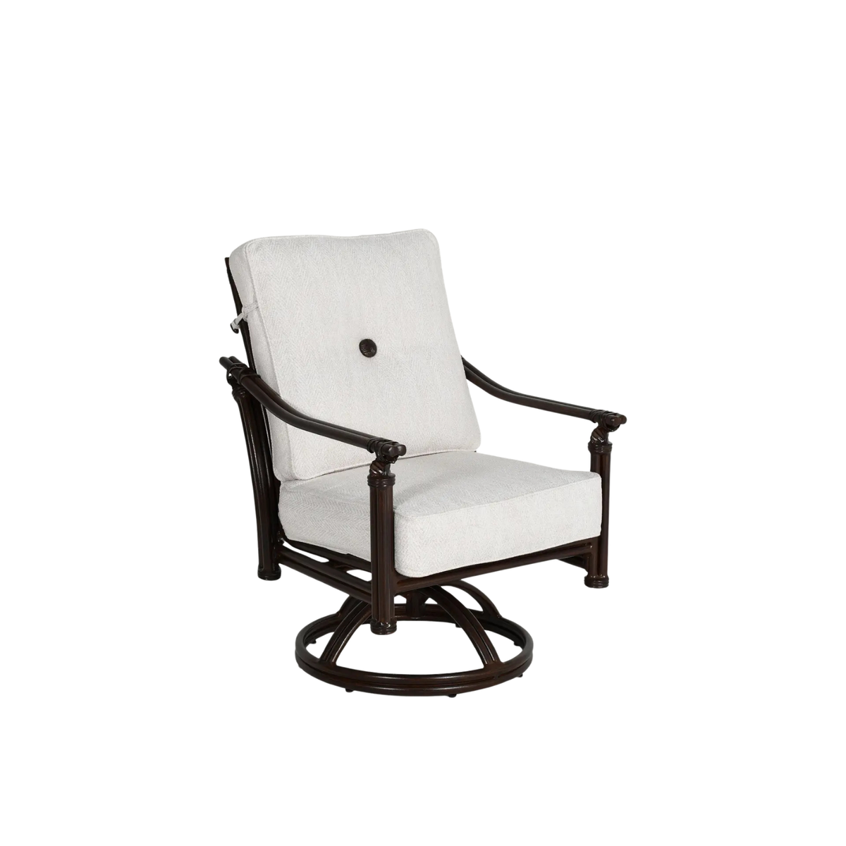 Castelle Coco Cushion Dining Swivel Rocker, aluminum, mimics rattan.  withstands rust, sunbrella
