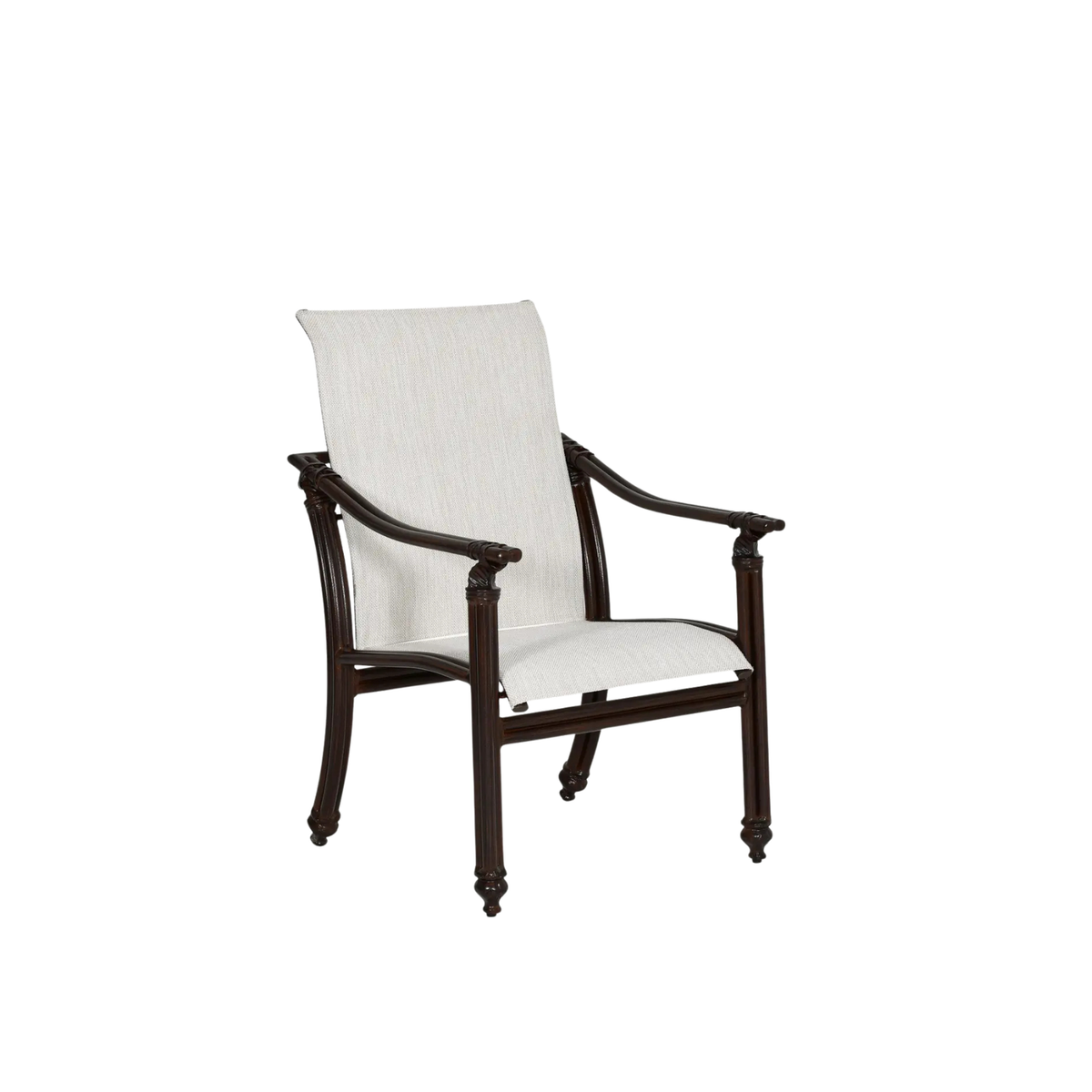  Castelle Coco Sling Outdoor Dining Chair, made of aluminum that mimics rattan, no rust or peeling