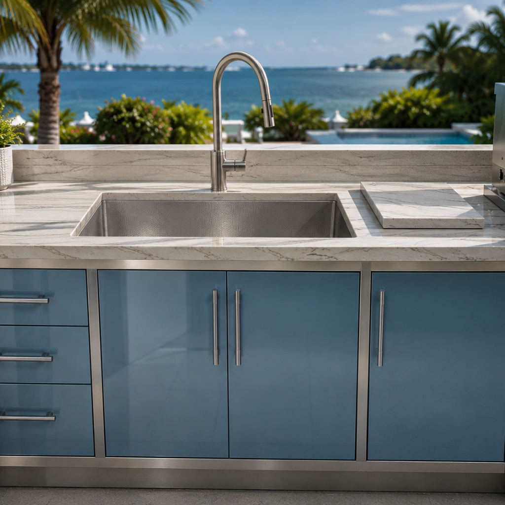 Outdoor Kitchen Sinks for Coastal outdoor Kitchens, Marine Grade, Riviera Outdoor Decor, Corpus Christi, Texas