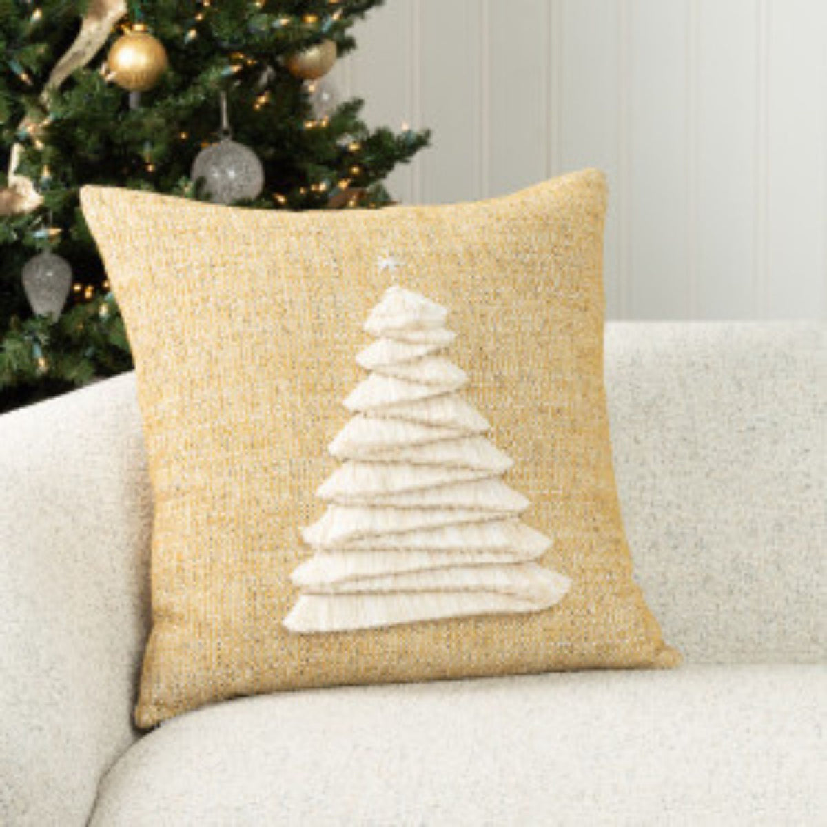 Christmas Outdoor Pillow - Fraser Fir Gold 20x20