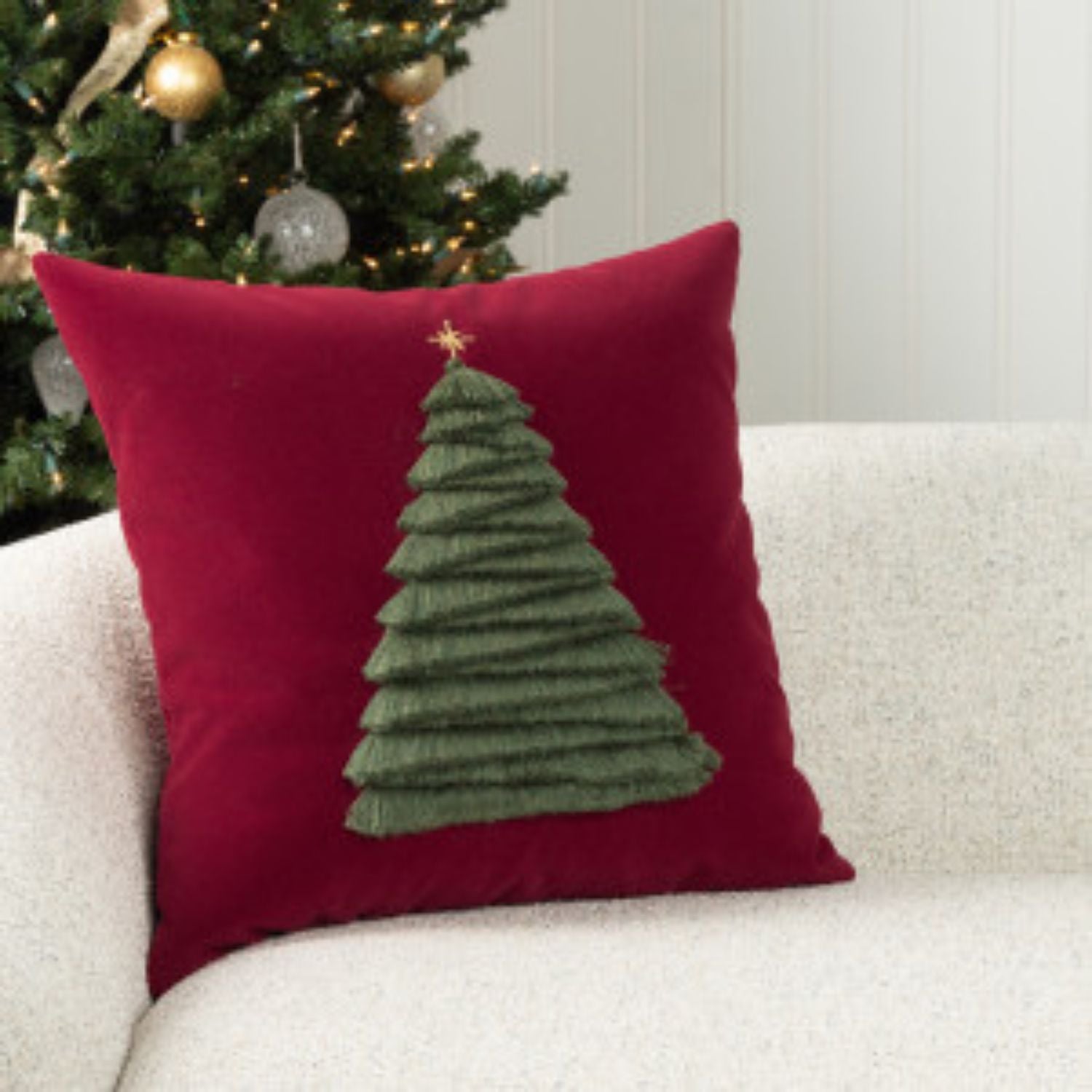 Christmas Outdoor Pillow - Fraser Fir Ruby 20x20