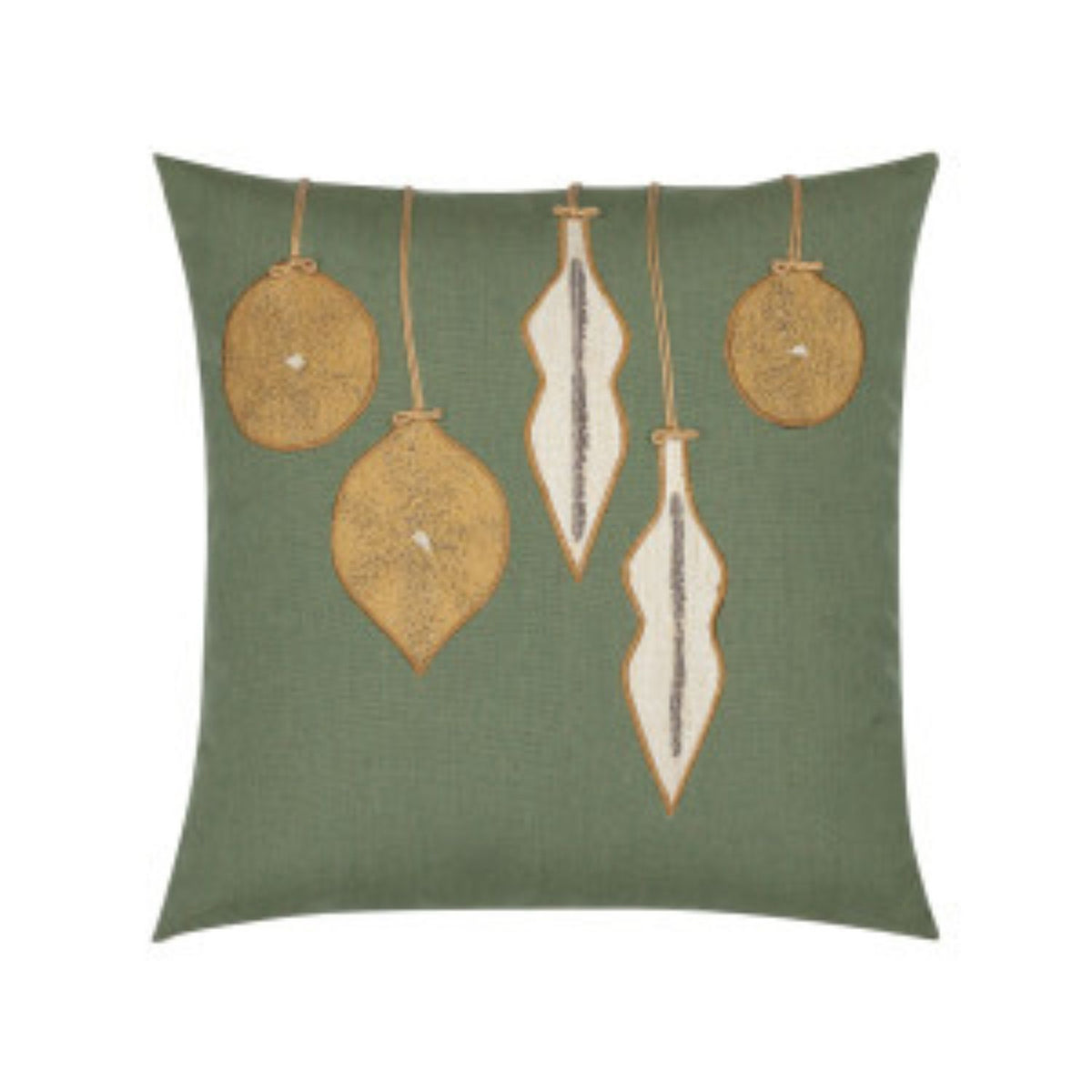 Luxury Outdoor Christmas Pillow-Ornaments green 20x20, outdoor safe, water, stain, mildew resistant 