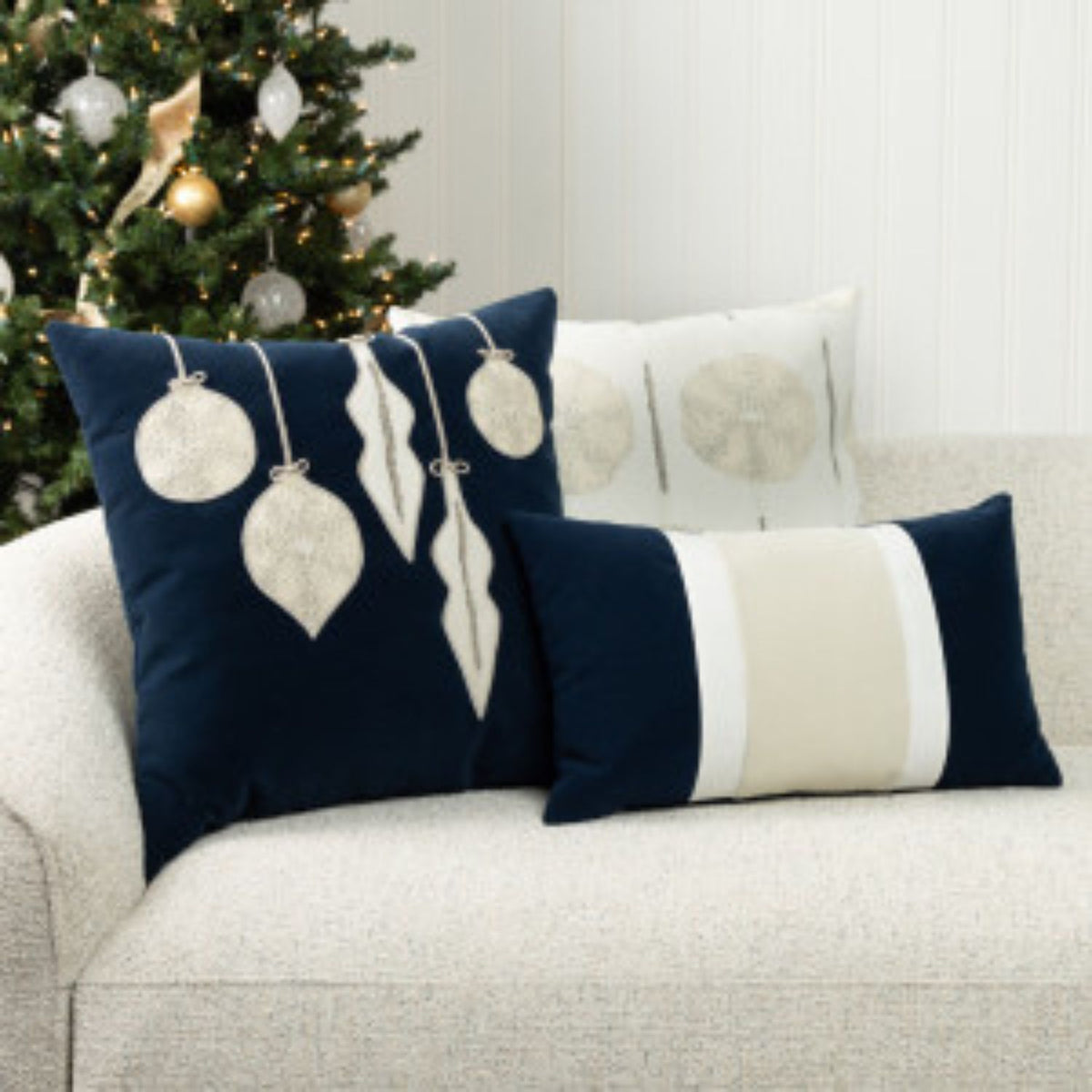 Christmas Outdoor Pillow - Ornaments Midnight 20x20