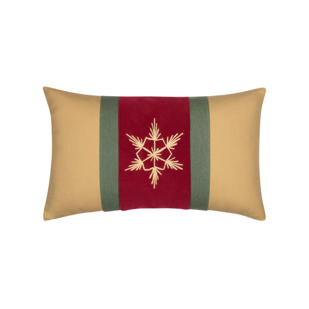 Luxury Outdoor Christmas Pillow 12x20  snowflake on red velvet, water, stain & mildew resistant, 