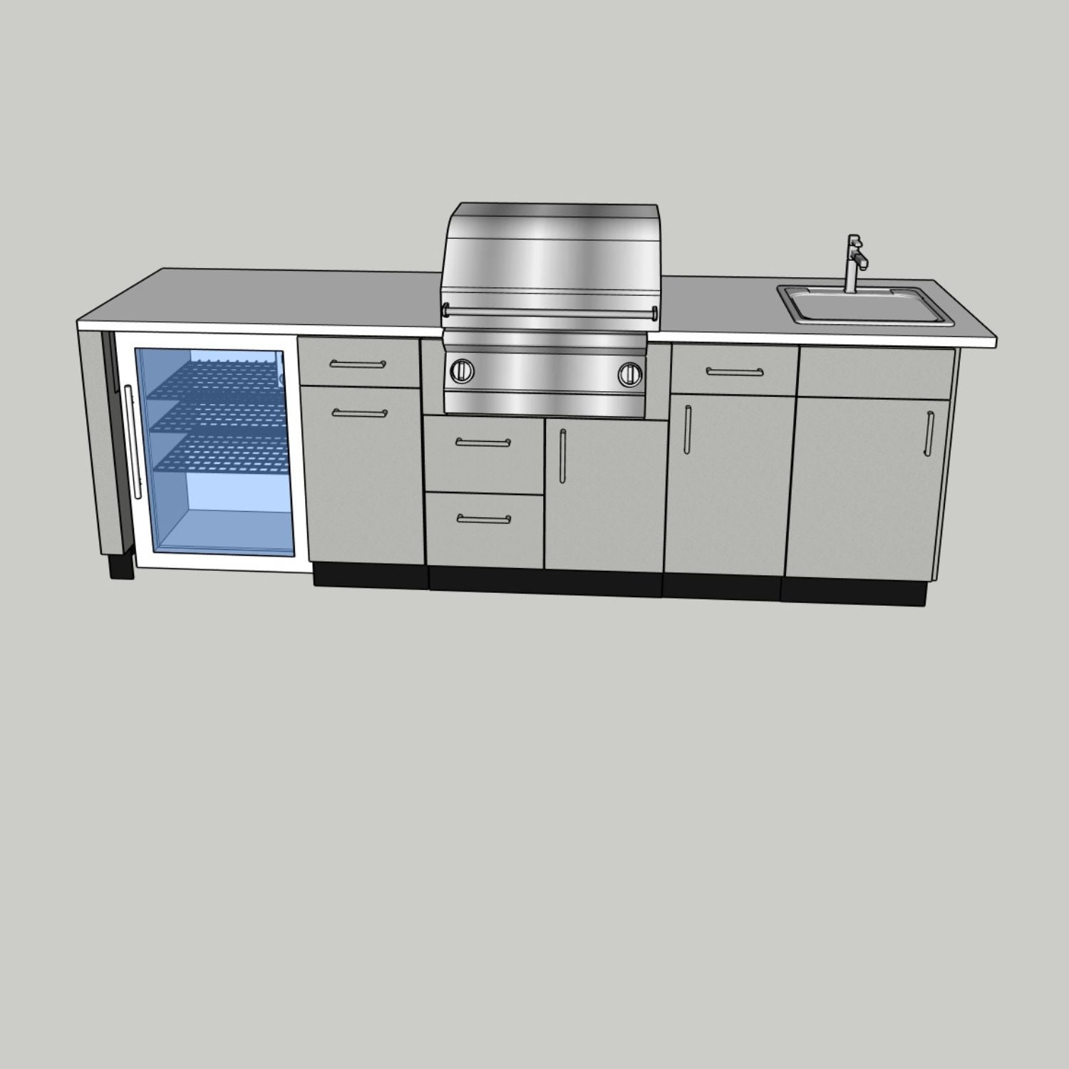 Cost example, Marine Grade Outdoor Kitchen Cabinets, grill, refrigerator, sink, trash receptacle, tons of storage