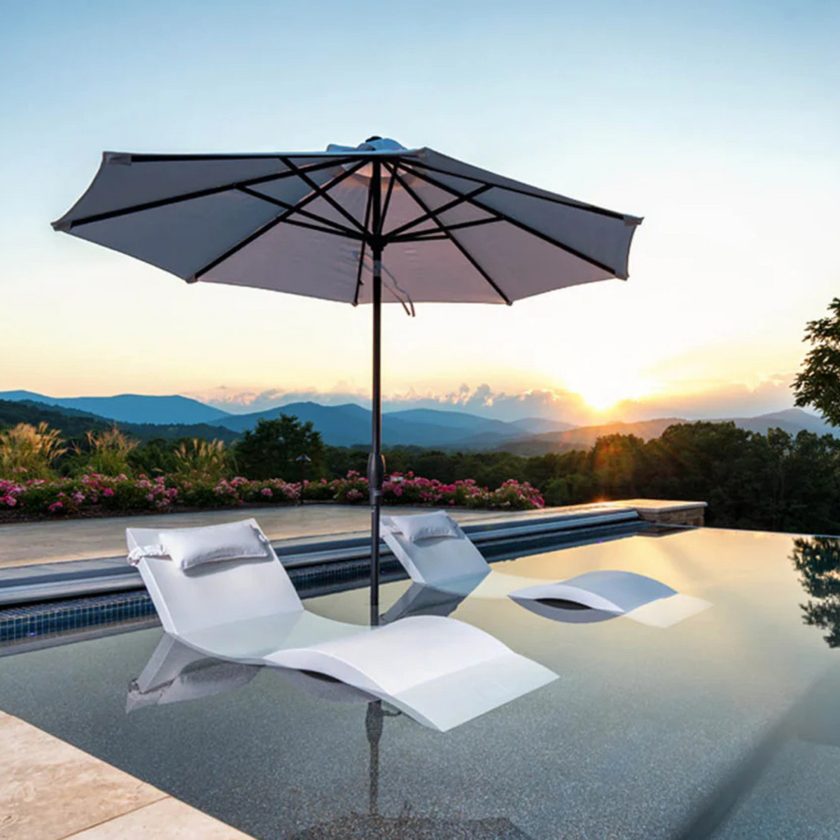 In pool cantilever umbrella 11&#39;  features materials resistant to wind, corrosion, rust, warping. 