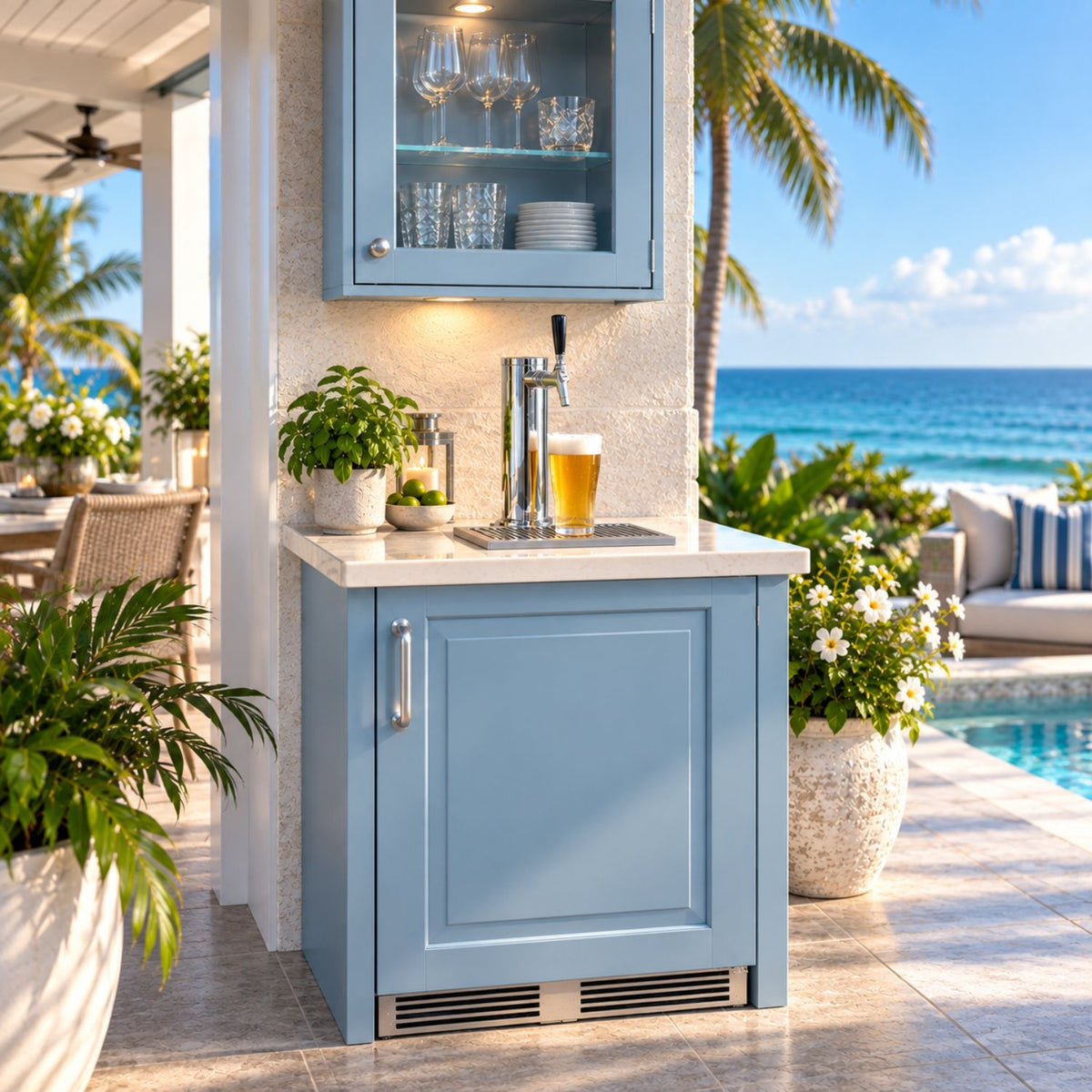 Outdoor Kitchen Bar, Marine Grade, Single Tap,  cold brew, iced/ nitro coffee,  for the beach house