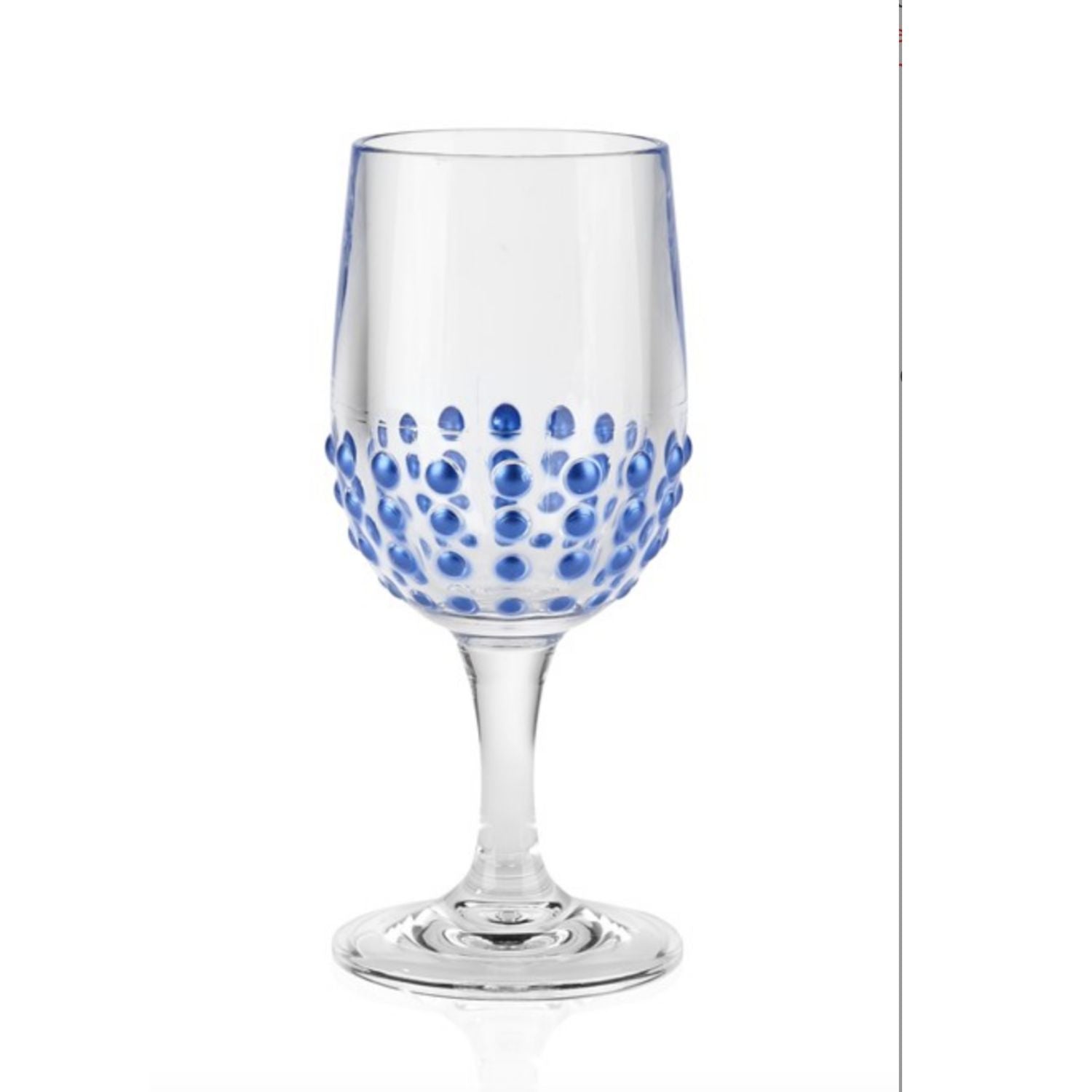 Beaded Blue 10 oz Wine Glass Outdoor Drinkware - set of 12