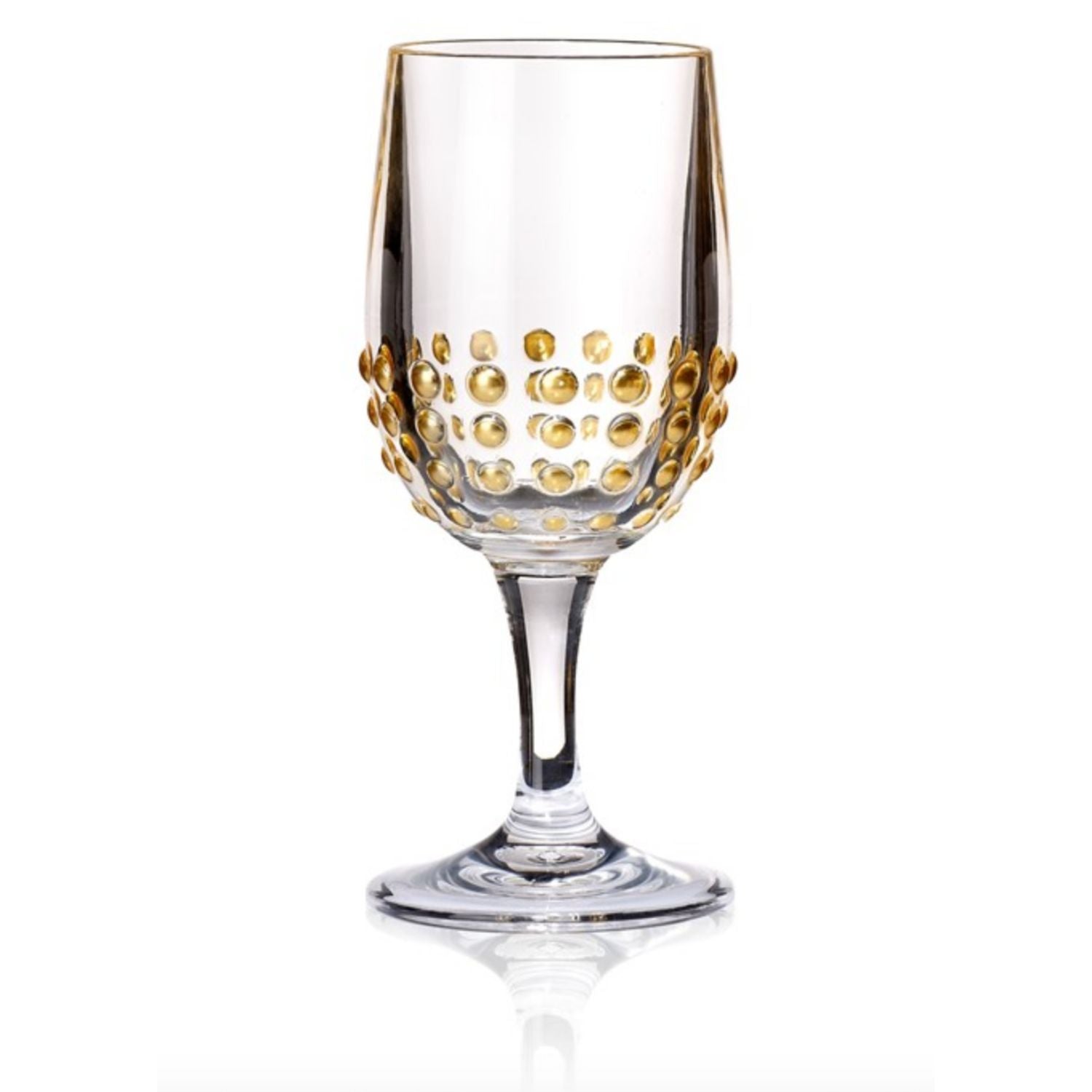 Beaded Gold 10 oz Wine Glass Outdoor Drinkware - set of 12