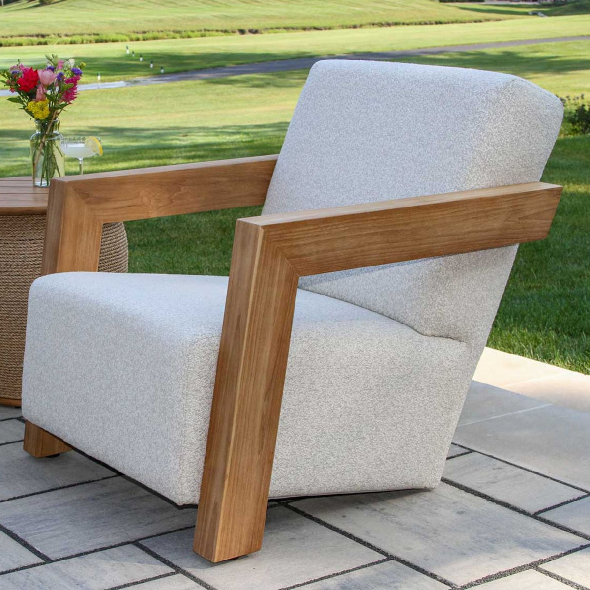 Bronson Teak Quick-Dry Outdoor Patio Set with Olefin Cushions