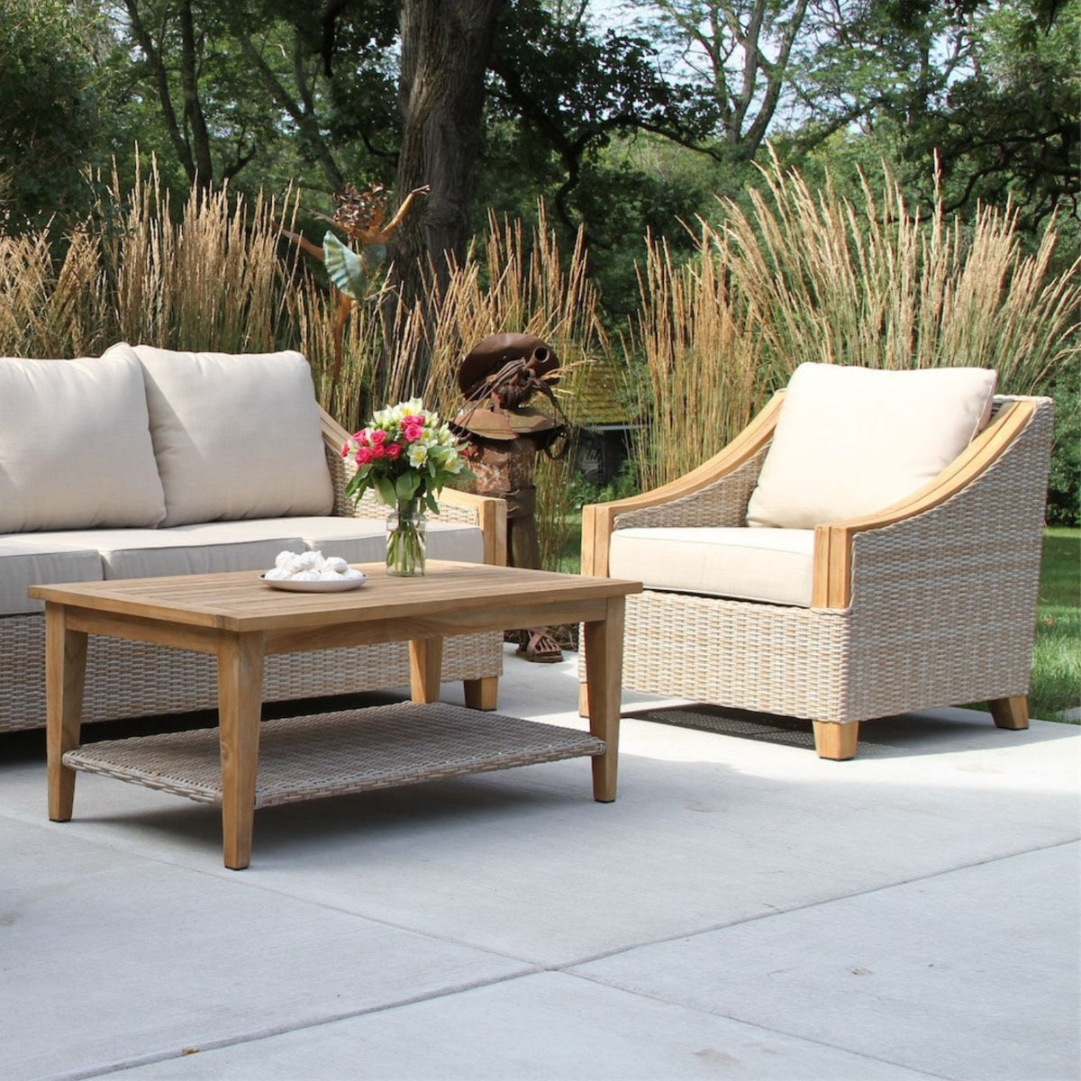 Teak &amp; Wicker Armchair