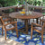 Outdoor Dining Set,Lazy Susan Eucalyptus Wood, built-in lazy susan six stackable sling chairs. 