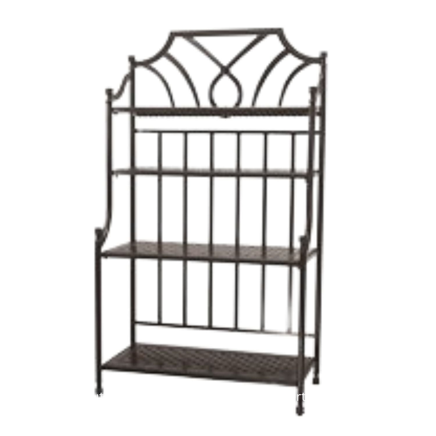 Outdoor Bakers Rack  beautiful and provides extra storage in your outdoor space pool towels, plants.