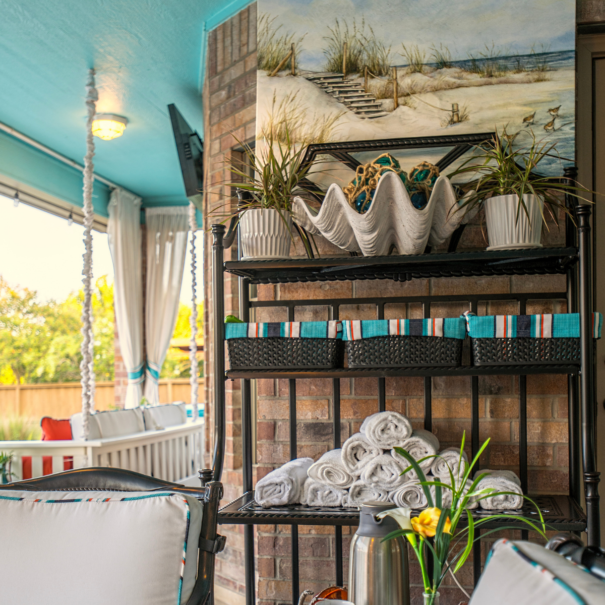 Outdoor Bakers Rack for storage, Riviera Outdoor Décor, Corpus Christi, Texas
