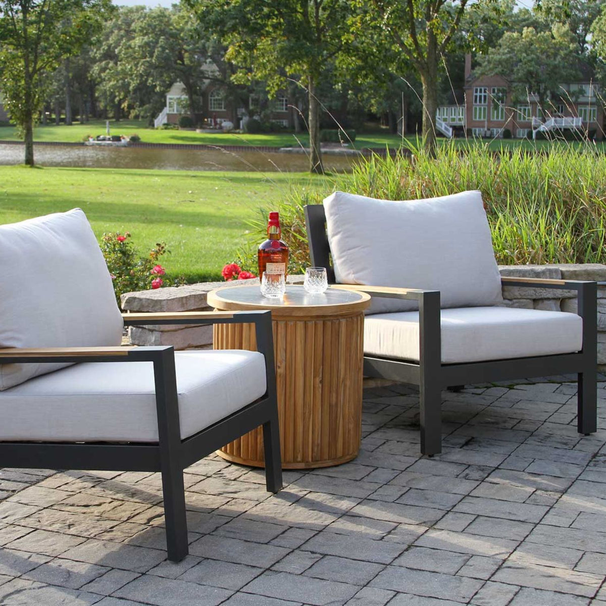 Modern Aluminum Outdoor Armchair Set