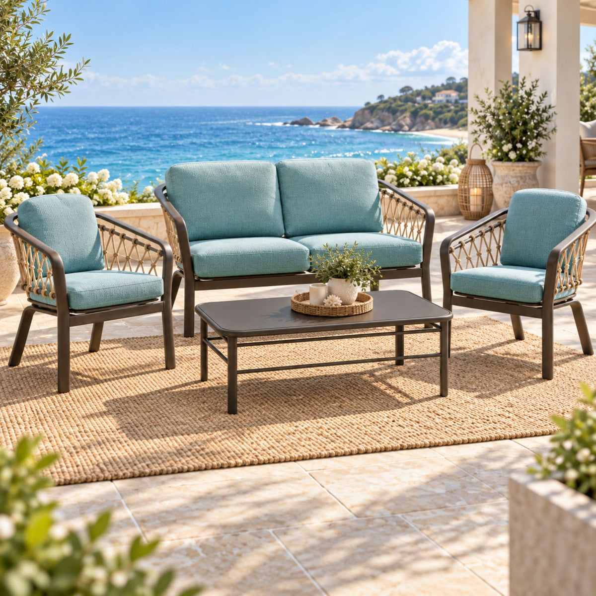 Trelon Rope 4-Piece Patio Seating Set